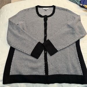 Croft & Barrow NWOT Black, White and Gray Cardigan Size Large Petite